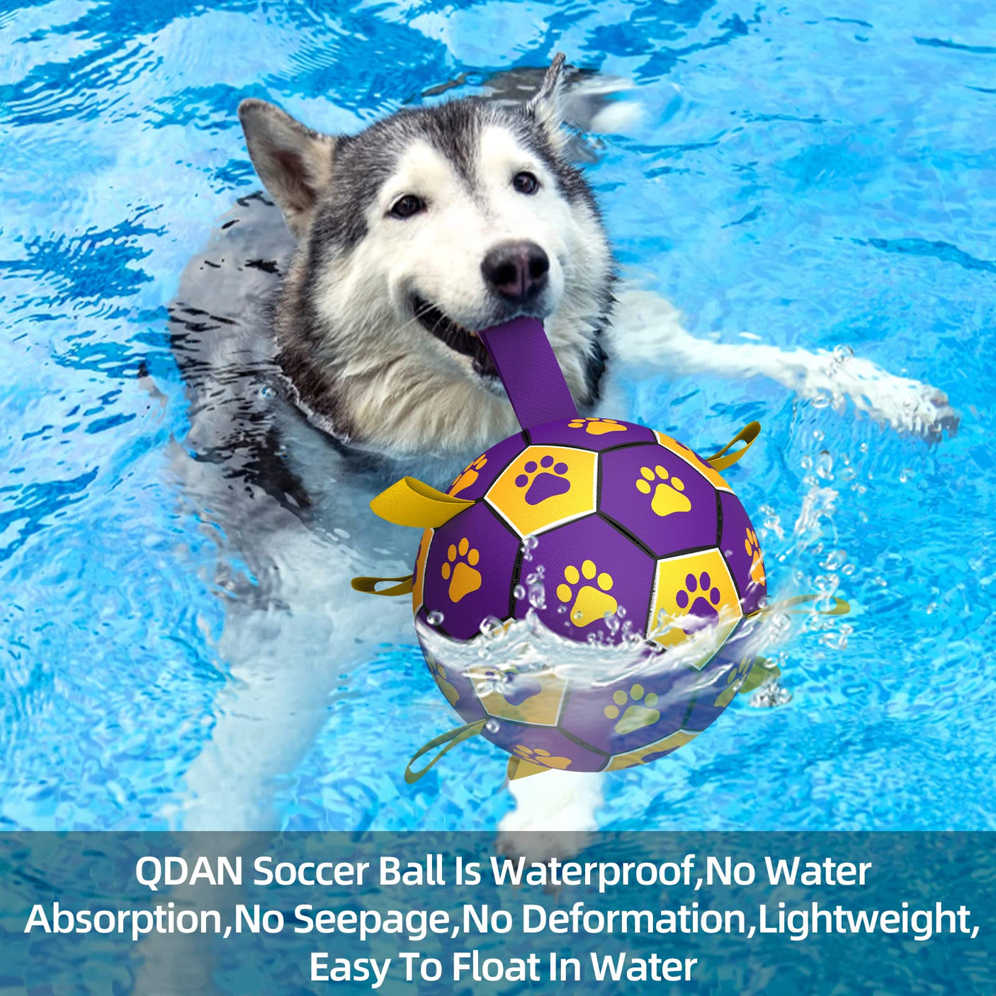 QDAN Premium Dog Toys Balls, Dog Soccer Ball with Straps, Dog Birthday Gifts, Herding Ball, Durable Balls for Small Medium Pet, Puppy Outdoor Toy, Pet Training Soccer Ball, World Cup Soccer (6 Inch)