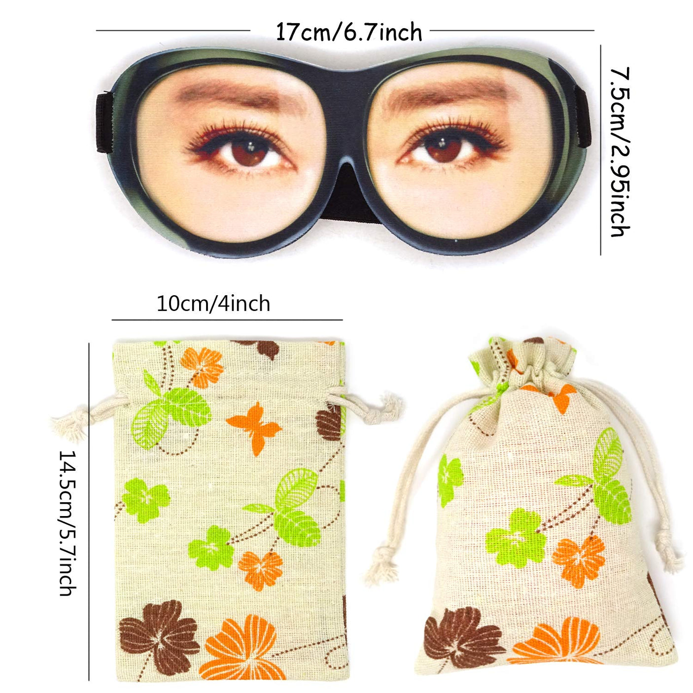 Honbay 3D Funny Eyeshade Soft Sleep Eye Mask with Adjustable Head Strap for Travel, Game, Party, Rest, Sleeping (Woman)
