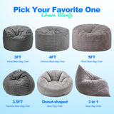 Hobestluk 3 in 1 Bean Bag Chair Giant Bean Bag Chairs Convertible Bean Bag Floor Cushion with Machine Washable Cover, Beanbag Chairs for Adult (Dark Grey)