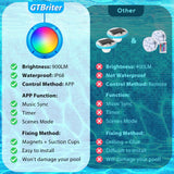 Above Ground Pool Lights with APP Control 20W RGB Dimmable LED Pool Lights with Suction Cups and Built-in Magnets 12V Underwater Pool Light for Above ground Inground Pools IP68 Waterproof 28FT Cord B