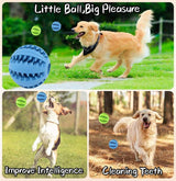 Dog Treat Toy Ball, Dog Tooth Cleaning Toy, Interactive Dog Toys(1 Green+1 Blue) 2.8" Pack of 2
