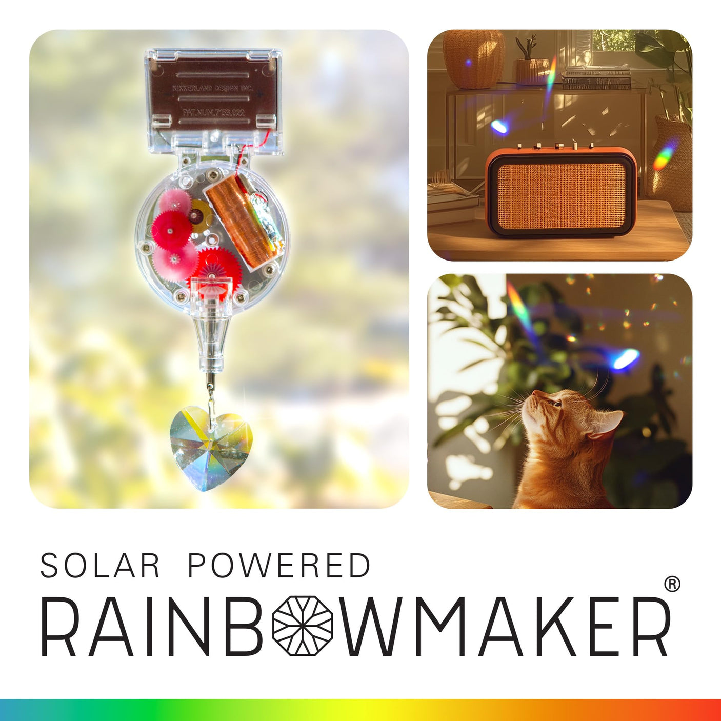 Kikkerland Solar Powered Rainbow Maker – Prism Suncatcher, Fun Home Window Decor – Unique Gift for Christmas & Birthdays – Single Crystal