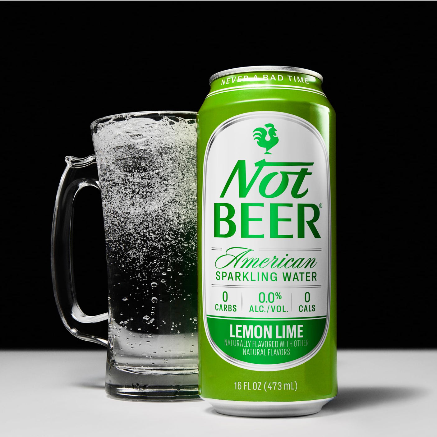 Not Beer American Sparkling Water, Original, 99.9% Pure, Mineral & Electrolyte Blend, Unflavored Carbonated Water, Made in America, Plain Sparkling Water, 16 Oz Tallboy Cans, 8 Pack