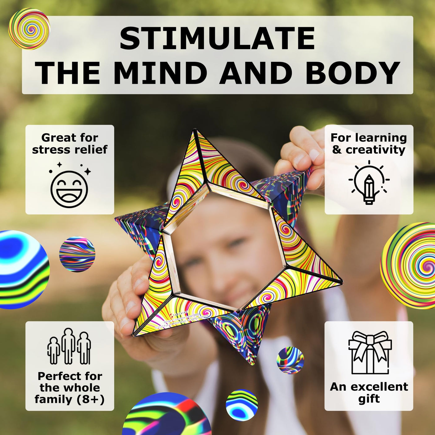 SHASHIBO Holographic Shape Shifting Box - STEM Magnetic Fidget Cube That Transforms Into Over 70 Shapes, Download Fun in Motion Toys Mobile App (Vapor)