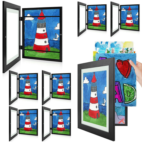 Golden State Art, 10x12.5 Kids Art Frames, Front-Opening Picture Frame Great for Kids Drawings, Artworks, Children Art Projects, Schoolwork, Home or Office (Walnut Set of 2)