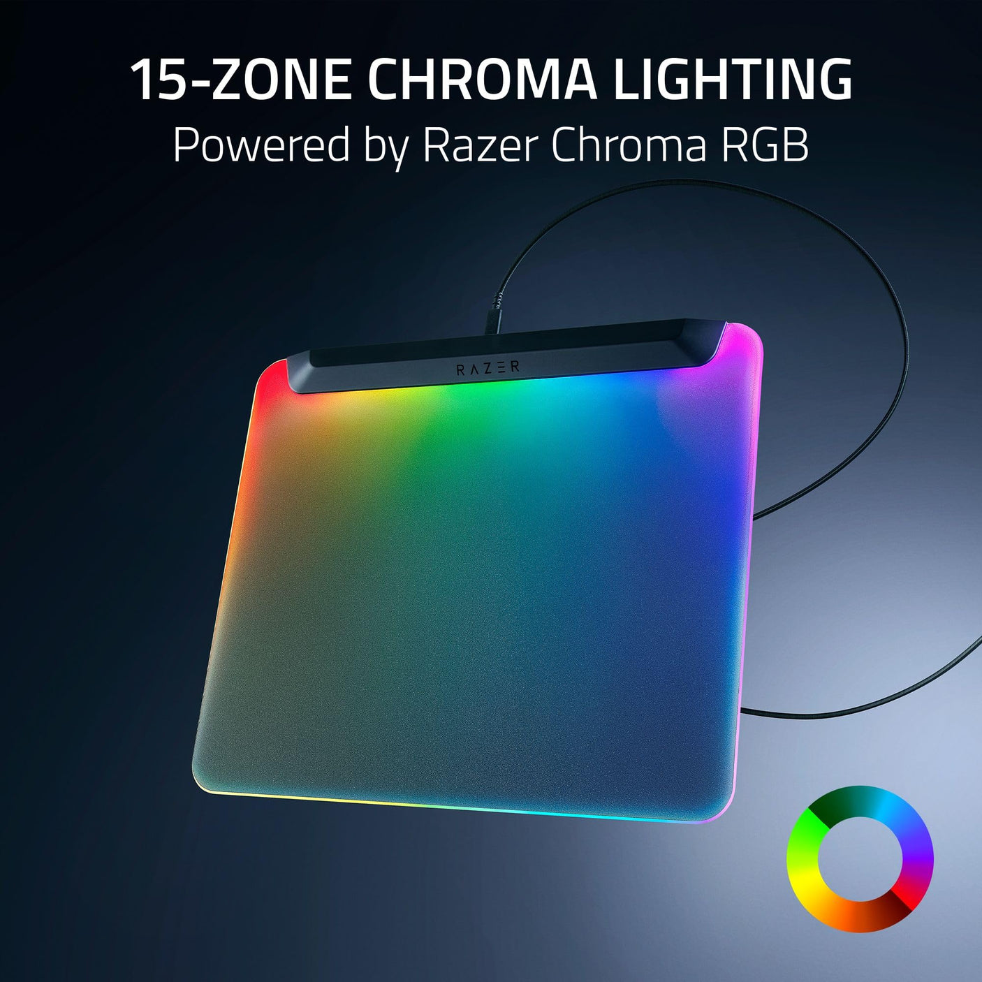 Razer Firefly V2 Pro Fully Illuminated RGB Gaming Mouse Mat: Backlit Design - 15 Zone Chroma Lighting - USB 2.0 Port - Detachable USB Type C Cable - Micro Textured Surface - Anti Slip Base