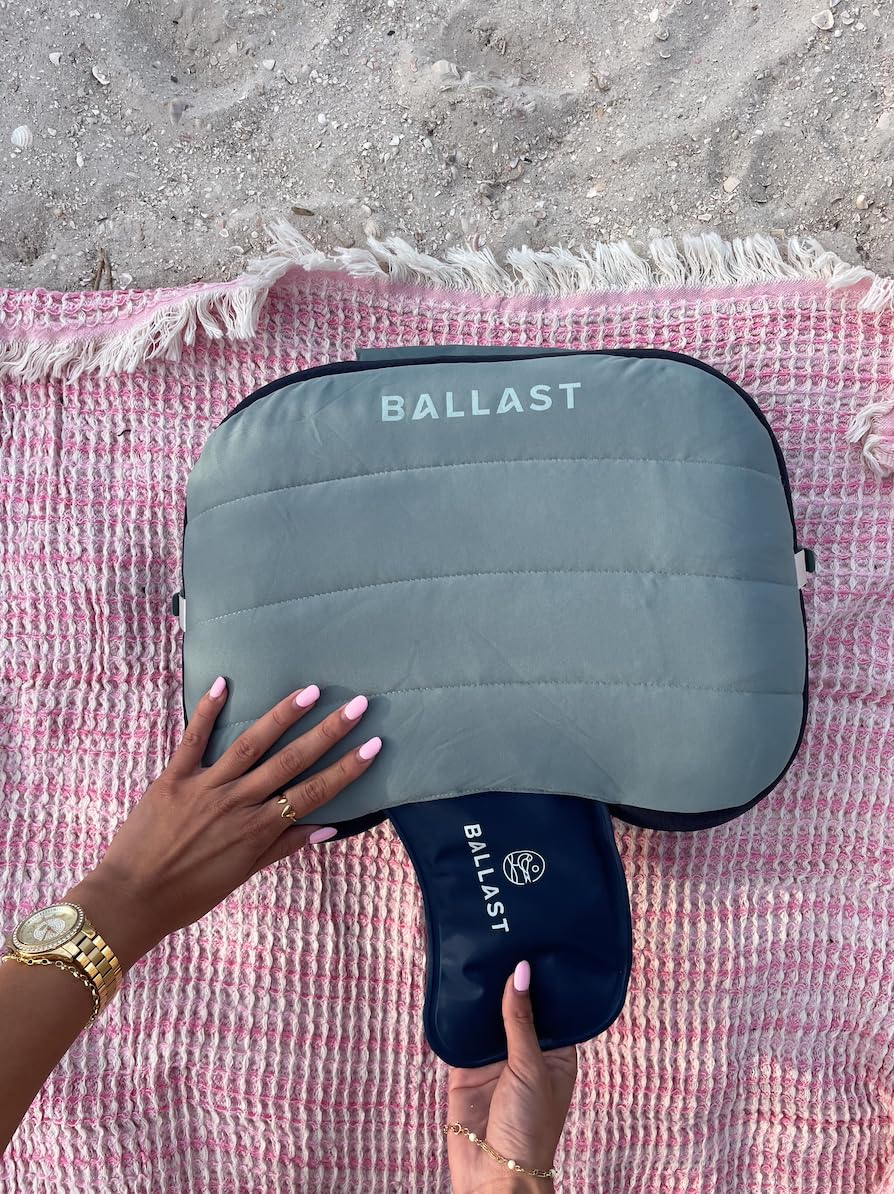 Ballast Beach Pillow – Comfy, Durable & Compact, Stays Put on Windy Beaches with Patented Sand Pouch, Inflatable Pillow for Beaches, Pools, Camping, Festivals and Travel (Island Paradise)