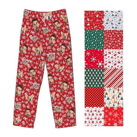 Custom Pajamas Pants Plaid Personalized Funny PJ Pant Design with Face Pajama for Men Women Dog Pet