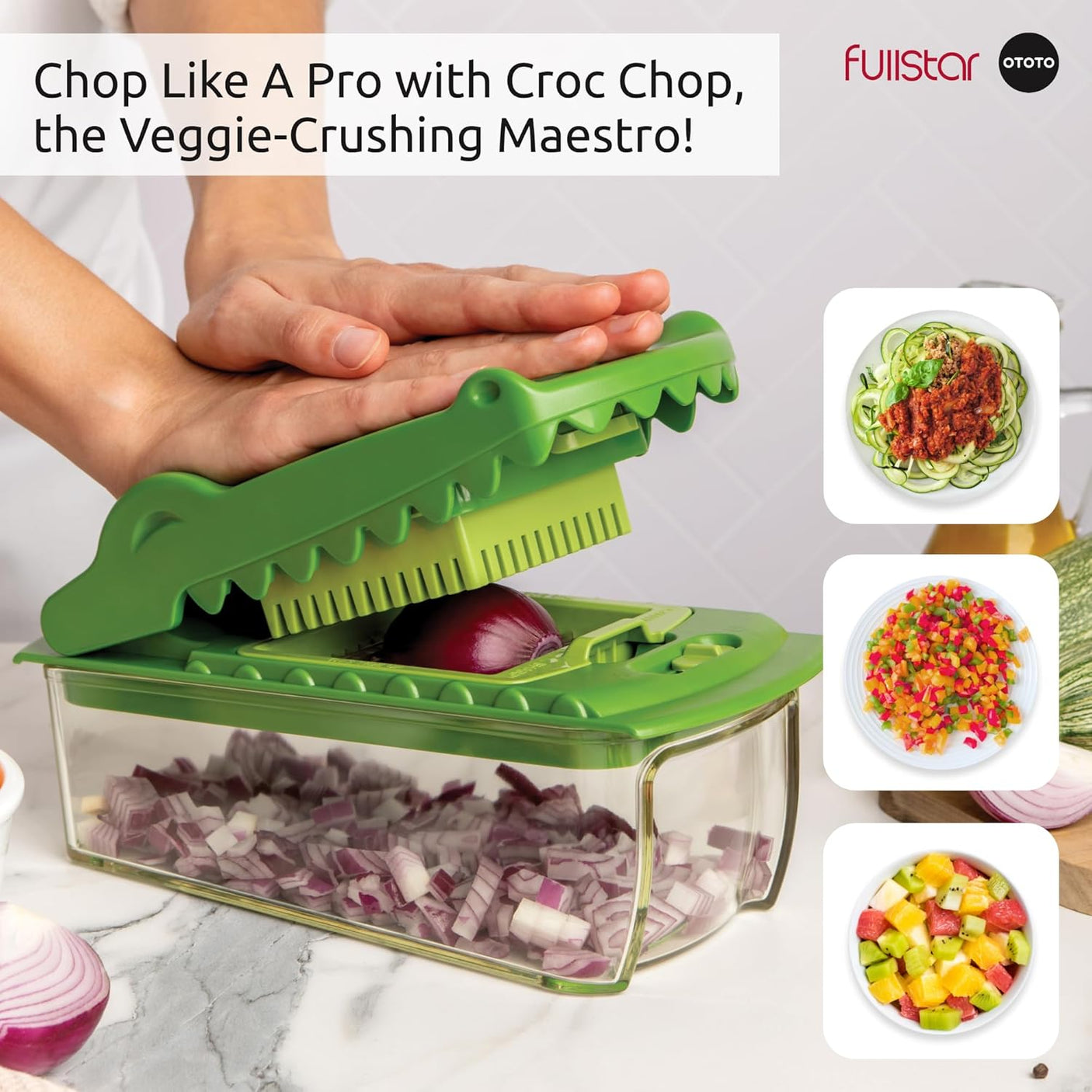 fullstar NEW Fullstar X OTOTO Croc Chop Vegetable Chopper & Slicer - Multifunctional Food Chopper, Crocodile Onion Cutter, Cool Kitchen Gadgets & Housewarming Gifts