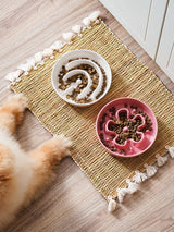LE TAUCI Dog Bowls Slow Feeder Ceramic, 1.5 Cups Slow Feeding Dog Bowl Small Medium Breed, Puppy Slow Feeder Bowl for Fast Eater, Dog Dishes to Slow Down Eating, Puzzle Dog Food Bowl, Maze Purple
