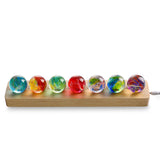 7 Chakra Natural Healing Spheres with LED Wooden Stand 40mm Crystal Quartz Stones for Meditation Positive Energy Night Light Decoration Balls Set for Home