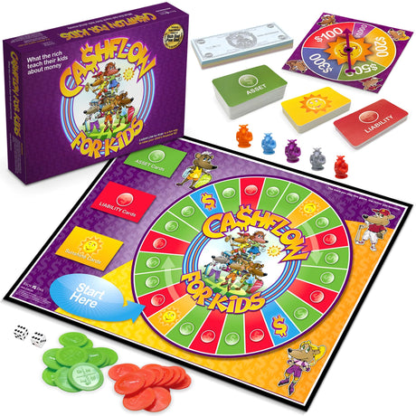 Rich Dad Cashflow Board Game for Kids, Children's Edition, Up to 6 Players, Ages 6+ - Fun and Educational Learning Games for Boys, Girls, and Family