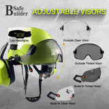 Industrial Safety Helmet with Visor Ear Muffs Hard Hat with Visor Vented Hardhats Construction Work Head Protection ANSI