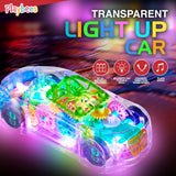 Light-Up Transparent Car Toy, Toys for Autistic Kids Ages 3-5 Sensory Toy for Kids with Autism Special Needs Toys, Bump and Go Toys for Toddlers Music and LED Effects Great Gift Idea