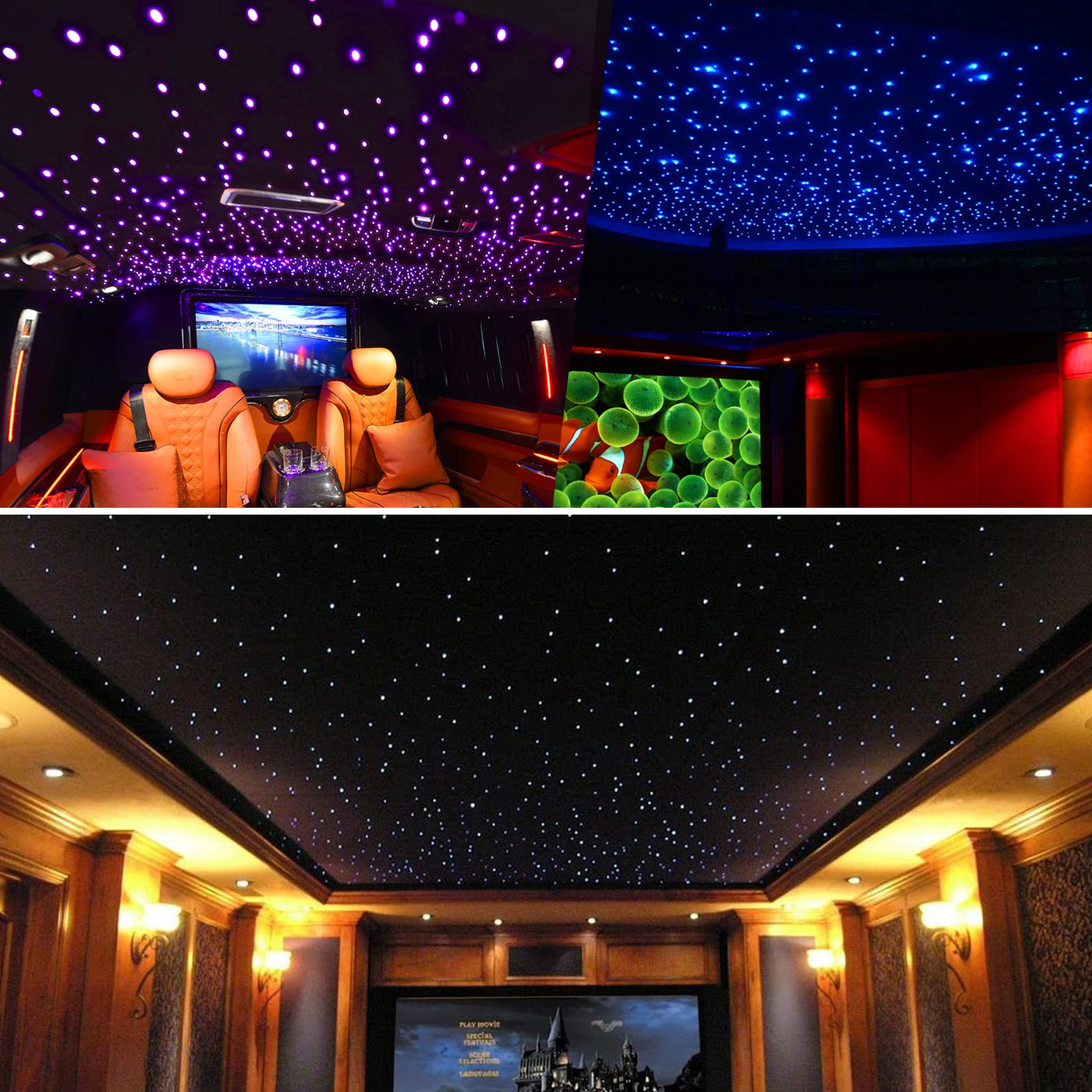 CHINLY Two-Color 1000pcs Twinkle Starlight Headliner Kit 1000 Piece Star Lights for Car,13.1ft Car Star Lights,APP RGBW Fiber Optic Lights Starlights Headliner Kit for Home Theater
