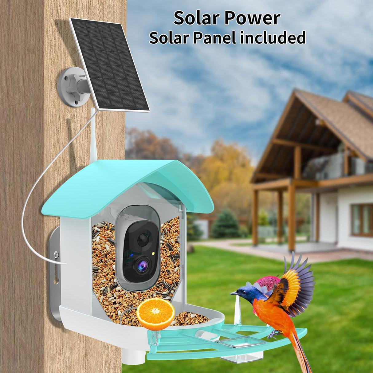 Bird Feeder with Camera,AI Identify Birds Species,Smart Birds Camera with Solar Powered,Auto Record 2K Birds Video in Backyard,Instant Notifications,Ideal Gifts for Family and Bird Lovers,Navy Blue