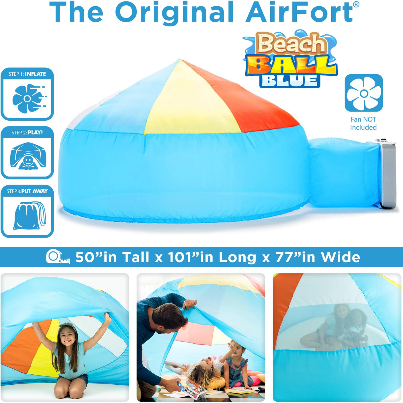 The Original Patented AirFort - Build A Fort in 30 Seconds, Inflatable Fort for Kids, Play Tent for 3-14 Years, A Playhouse Where Imagination Runs Wild, Fan not Included (Starry Night)