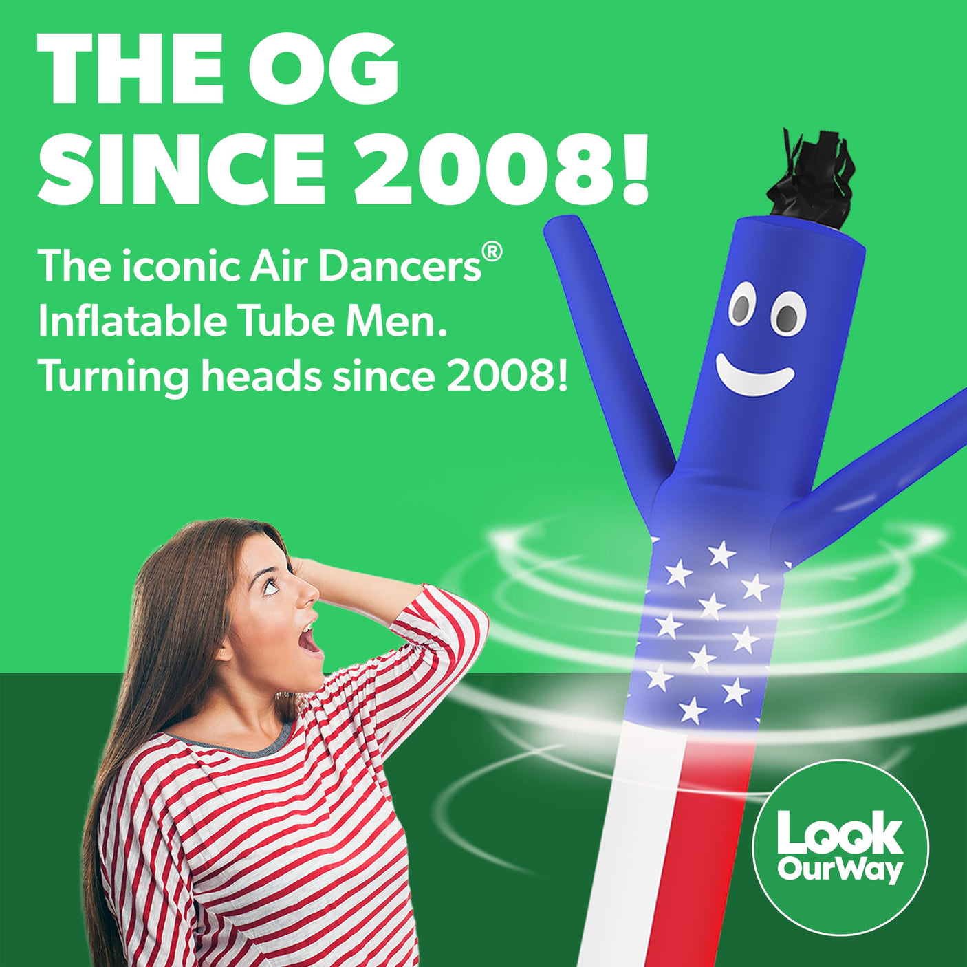 LookOurWay Air Dancers Wacky Waving Inflatable Tube Man Set - 10 Feet Tall Inflatable Dancing Man with Blower - Red