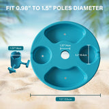 AMMSUN 13" Beach Umbrella Table Tray for Beach, Patio, Garden, Swimming Pool with Cup Holders, Snack Compartments Teal