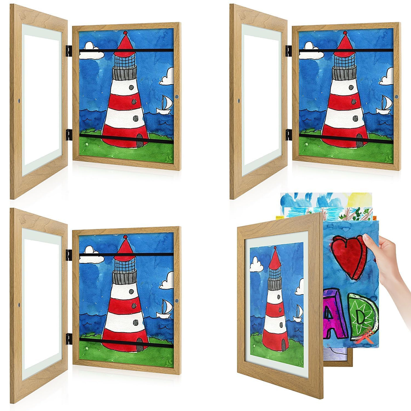 Golden State Art, 10x12.5 Kids Art Frames, Front-Opening Picture Frame Great for Kids Drawings, Artworks, Children Art Projects, Schoolwork, Home or Office (Walnut Set of 2)