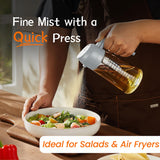 TrendPlain 16oz/470ml Glass Olive Oil Sprayer for Cooking - 2 in 1 Olive Oil Dispenser for Kitchen Gadgets, Air Fryer, Salad, and BBQ - Navy