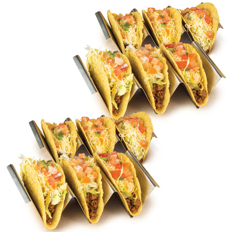 Nostalgia Taco Tuesday Heated Lazy Susan Taco Bar Serving Set for a Party with 4 Tortilla Holders, Fondue Pot for Burritos, Nachos, and Fajitas - 20 Oz. - Red