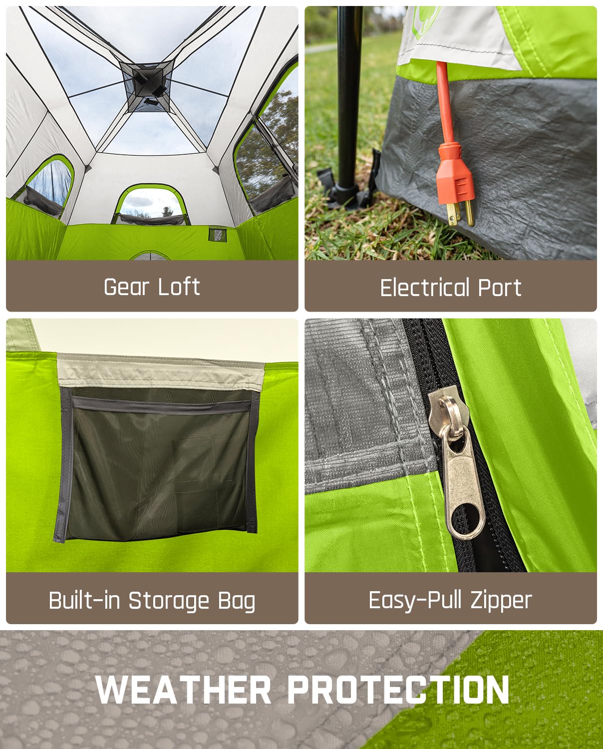 FanttikOutdoor Camping Tent 4/6/8/10 Person Instant Cabin Tent Setup in 60 Seconds with Rainfly & Windproof Portable with Carry Bag for Family Camping & Hiking