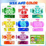 Squishy Sensory Toys for Kids - 4 Pack Fidget Toy Sensory Maze for Autism - Stress Relief Toys for Calm Down - Squeeze Fidget Toy Filled Goo, Glitter, Prizes for Kids Classroom,Classroom Must Haves