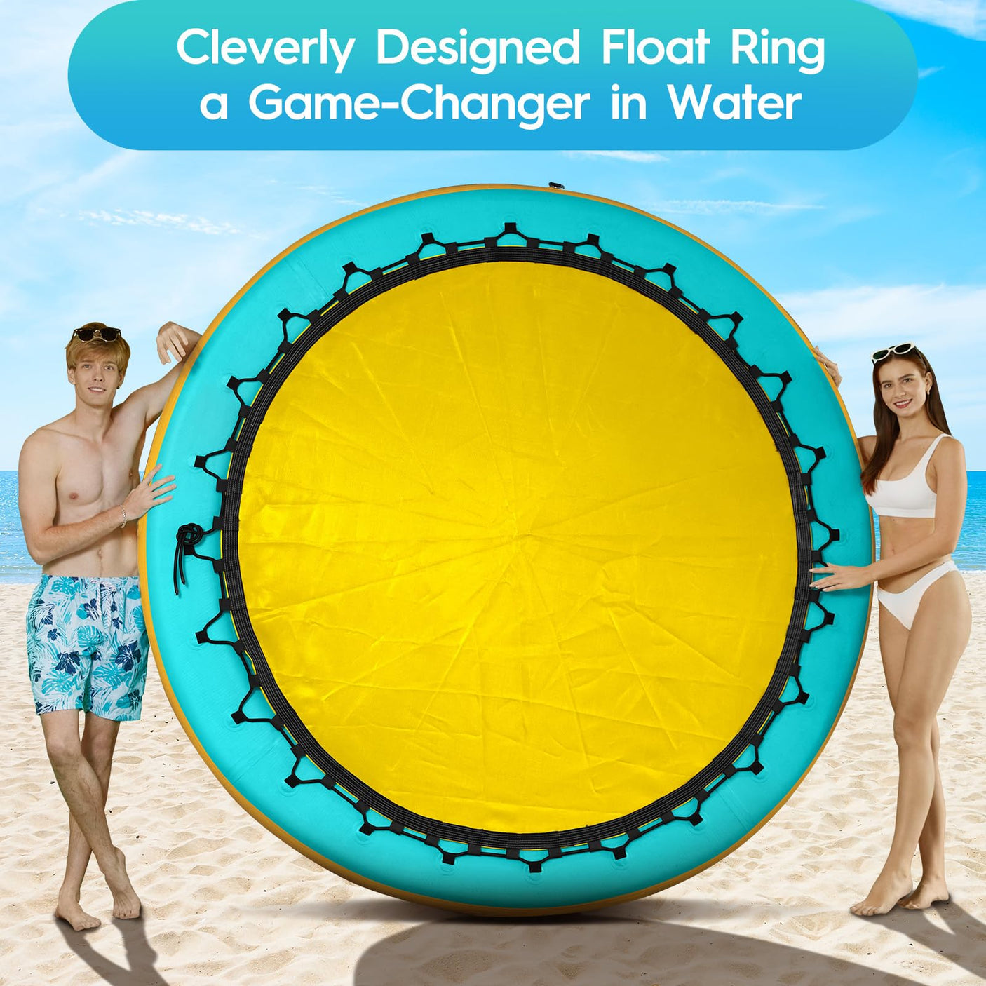 Round Floating Ring Inflatable Water Hammock Heavy Duty River Floats Lake Raft for Adults Tanning Pool Lounger Float Island Platform Pad Mat for Party