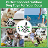 QDAN Premium Dog Toys Balls, Dog Soccer Ball with Straps, Dog Birthday Gifts, Herding Ball, Durable Balls for Small Medium Pet, Puppy Outdoor Toy, Pet Training Soccer Ball, World Cup Soccer (6 Inch)