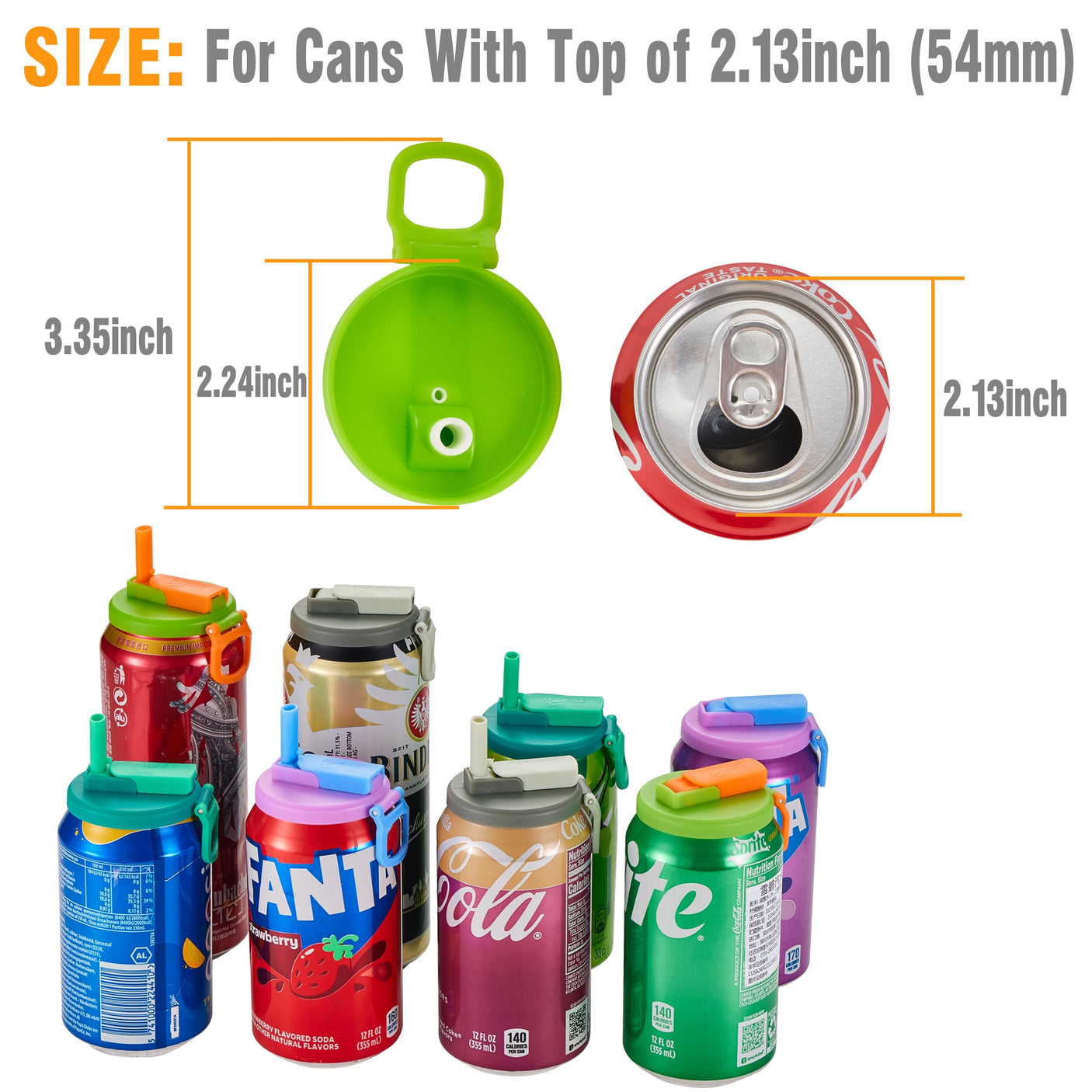 4-pack 4 Color Soda Can Lids with straw, Soda Can Covers with Silicone straw BPA-Free Reusable For Fits standard For Canned Beverage, Beer, Juice,Seltzer. (Colour mixture)