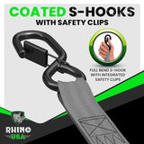 Rhino USA Retractable Ratchet Straps (4-Pack) - 1 Inch x 10 Feet (1,209lb Break Strength) - Heavy Duty Auto Self Retracting Tie Down Straps for Truck, Cargo Trailer, Motorcycle, Rad & More - Green