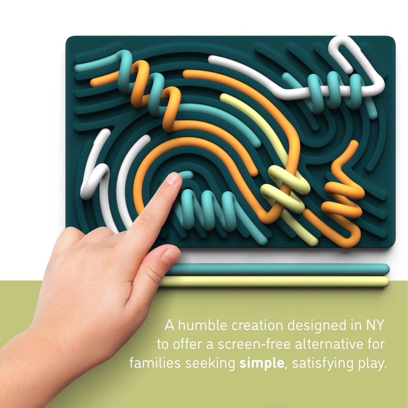 Sensory Activity Board: Silicone Fidget Toy for Calming, Stress, Anxiety, ADHD & Autism | Silent, No Mess | Kids 3+ & Adults | Includes Portable Travel Bag & 11 Strings
