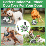 QDAN Premium Dog Toys Balls, Dog Soccer Ball with Straps, Dog Birthday Gifts, Herding Ball, Durable Balls for Small Medium Pet, Puppy Outdoor Toy, Pet Training Soccer Ball, World Cup Soccer (6 Inch)