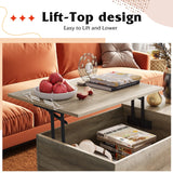 WLIVE Wood Lift Top Coffee Table with Hidden Compartment and Adjustable Storage Shelf, Lift Tabletop Dining Table for Home Living Room, Office, Rustic Oak