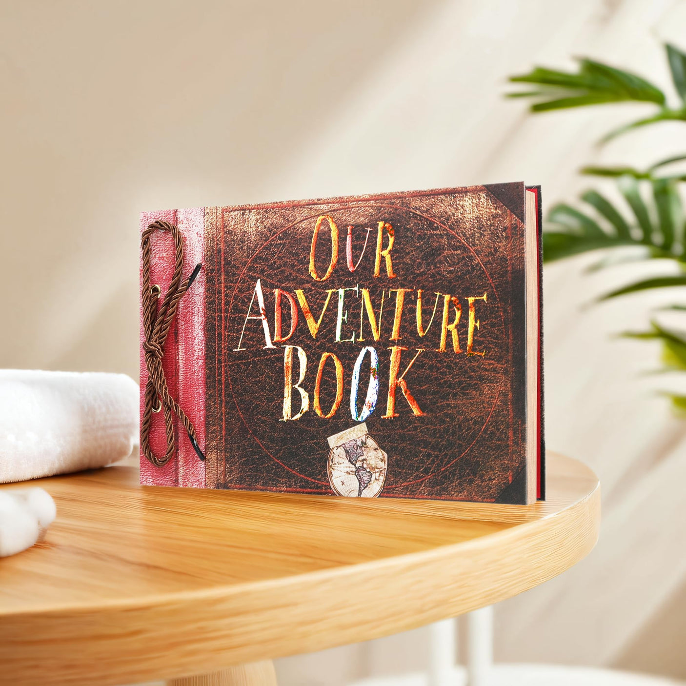 Scrapbook Photo Album,Our Adventure Book, Embossed Words Hard Cover Movie Up Travel Scrapbook for Anniversary, Wedding, Travelling, Baby Shower, etc (Adventure Book)