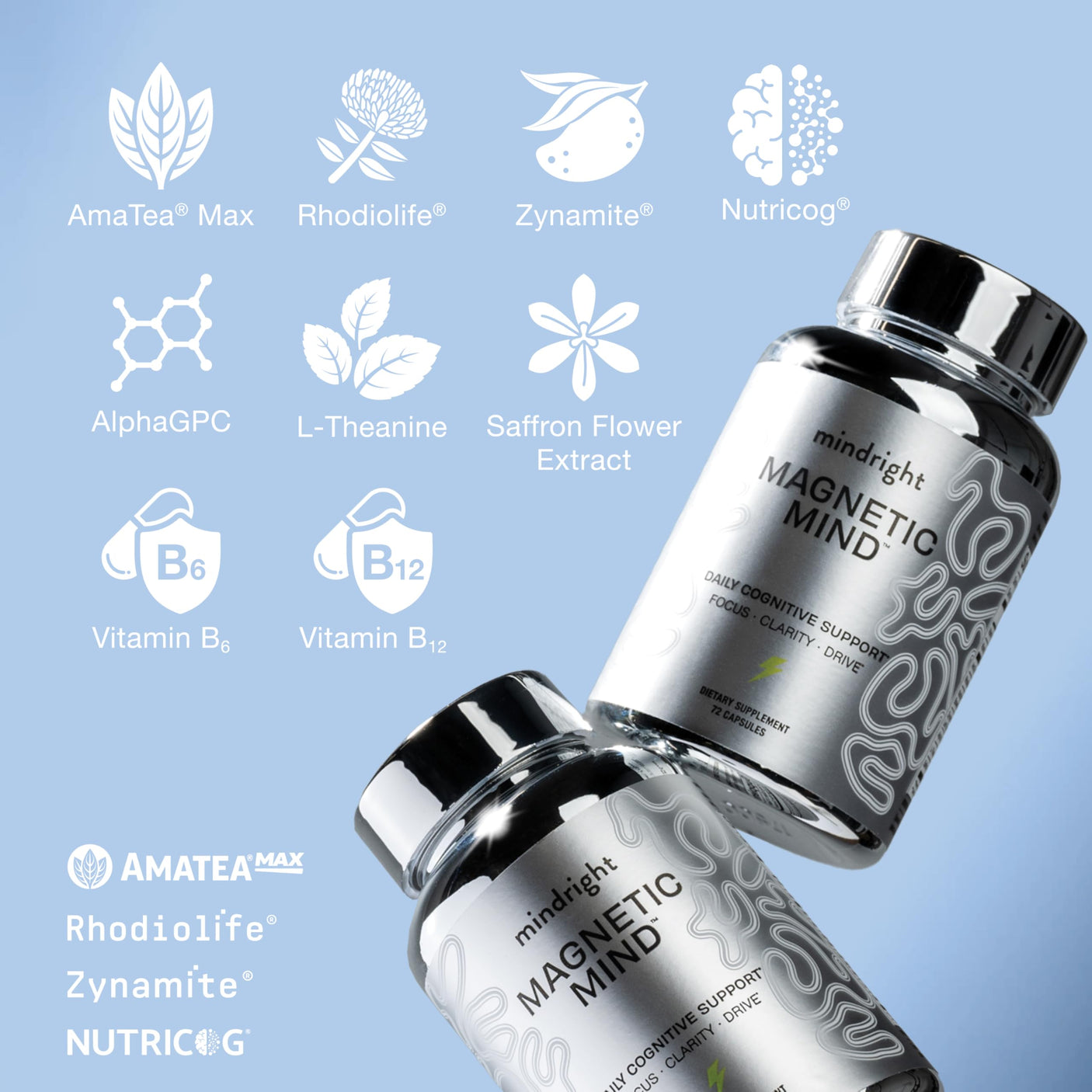 Magnetic Mind - Premium Cognitive Supplement for Ultra Focused Energy, Clarity, & Drive - Nootropic Designed for Long-Term Brain Health, Memory & Focus | 30 Day Supply - No Artificial Colors