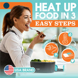 TRAVELISIMO Electric Lunch Box for Adults 80W Heated Lunch Box For Men 1.5L Stainless Steel Portable Food Warmer, 12/24/110V Electric Food Warmers for Travel & Work, Loncheras Para Hombres de Trabajo