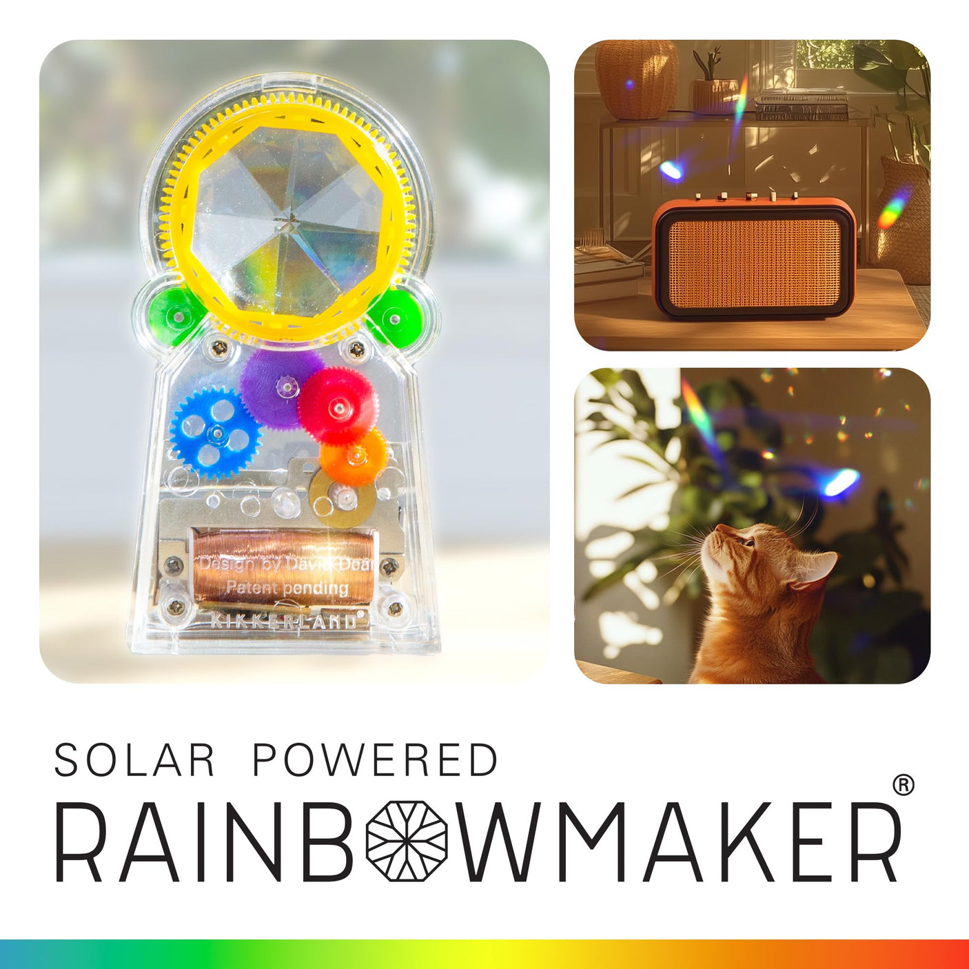 Kikkerland Solar Powered Rainbow Maker – Prism Suncatcher, Fun Home Window Decor – Unique Gift for Christmas & Birthdays – Single Crystal