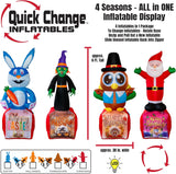 Inflatable 4-in-1 Holiday Yard Decoration – Easter, Halloween, Thanksgiving & Christmas with LED Lights, Built-in Blower, Compact Storage | Indoor & Outdoor Use, UL Certified