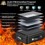 Fireproof Document Box, Hard Case Fireproof File Organizer with Lock Hard-Shell Design Fireproof Water Resistant Safe Box for Important Documents Certificates Laptop Passports Black