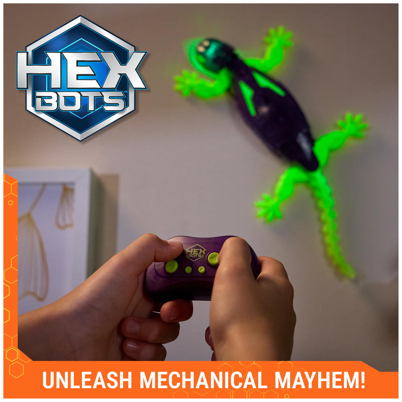 HEX BOTS Wall Crawler Gecko, Rechargeable Remote Control Robot Kids Toys, Climbs up Walls, RC Robot Toys for Boys & Girls Ages 4 & Up