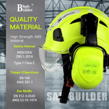 Industrial Safety Helmet with Visor Ear Muffs Hard Hat with Visor Vented Hardhats Construction Work Head Protection ANSI