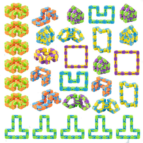 Ganowo 24 Pack Fidget Toy Wacky Tracks Snap and Click Fidgets Sensory Toys Party Favors ,Classroom Reward,School,Valentines Gifts for Adults ,Kids,Teens ,Students