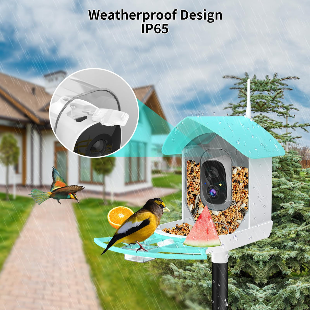 Bird Feeder with Camera,AI Identify Birds Species,Smart Birds Camera with Solar Powered,Auto Record 2K Birds Video in Backyard,Instant Notifications,Ideal Gifts for Family and Bird Lovers,Navy Blue