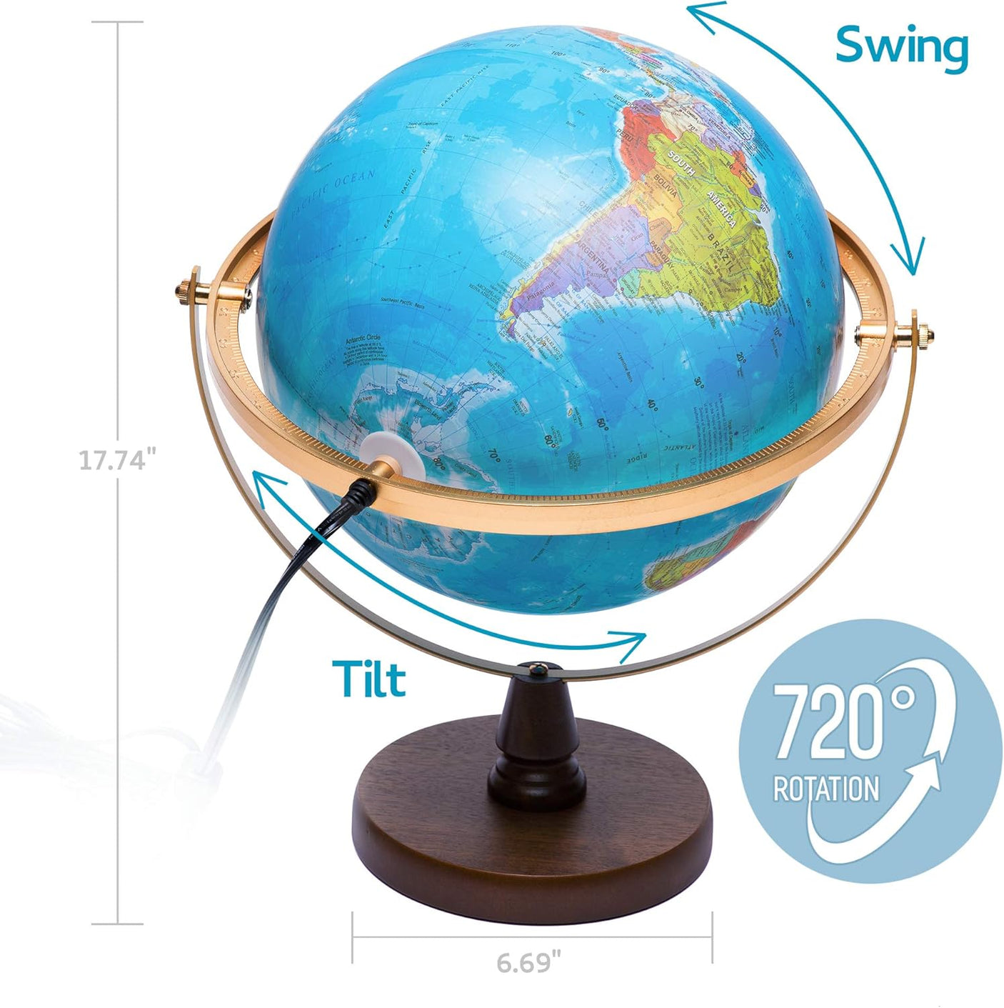 with Interactive APP & LED Illuminated Constellations at Night, US-Patented STEM education 10" World Globe with Detailed map