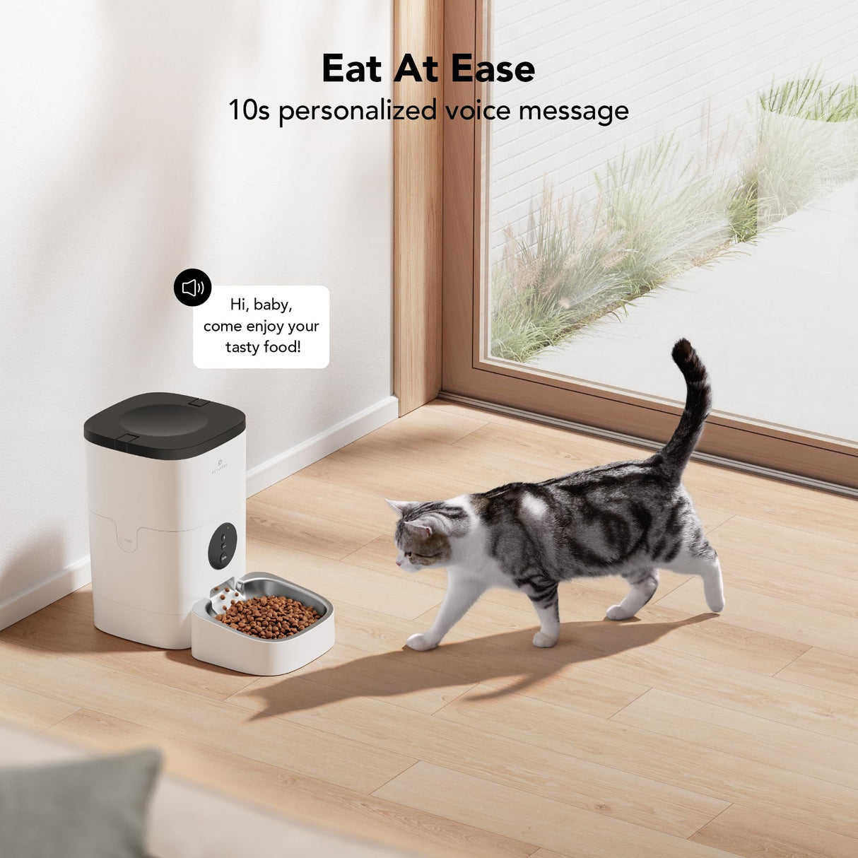 PETLIBRO Automatic Dog Feeder, 6L Dog Food Dispenser with Timer Interactive Voice Recorder, Auto Dog Feeder with Desiccant Bag 1-4 Meals Dry Food, Black Transparent
