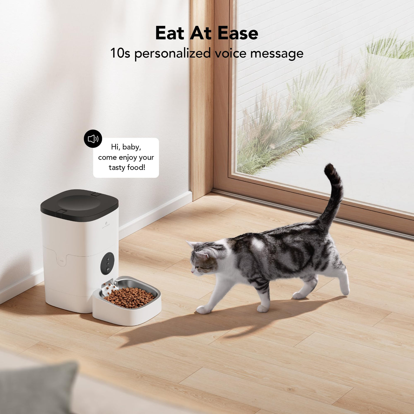 PETLIBRO Automatic Dog Feeder, 6L Dog Food Dispenser with Timer Interactive Voice Recorder, Auto Dog Feeder with Desiccant Bag 1-4 Meals Dry Food, Black Transparent