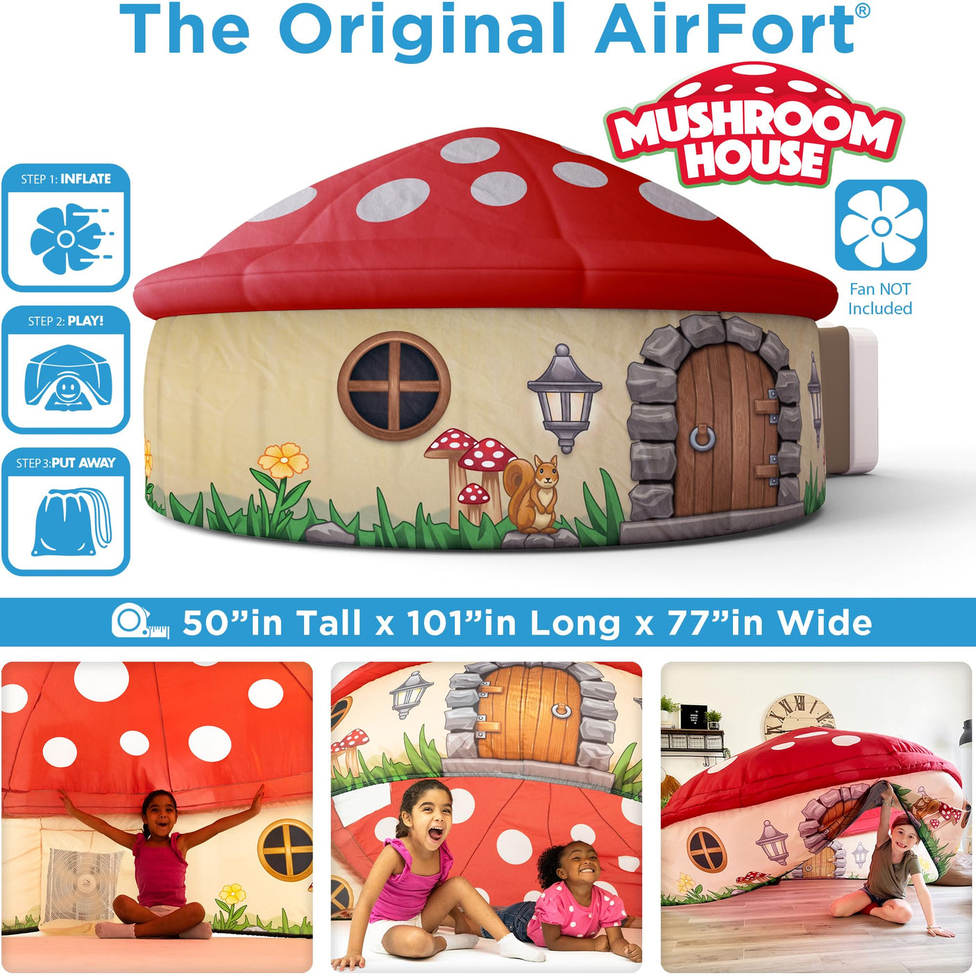 The Original Patented AirFort - Build A Fort in 30 Seconds, Inflatable Fort for Kids, Play Tent for 3-14 Years, A Playhouse Where Imagination Runs Wild, Fan not Included (Starry Night)