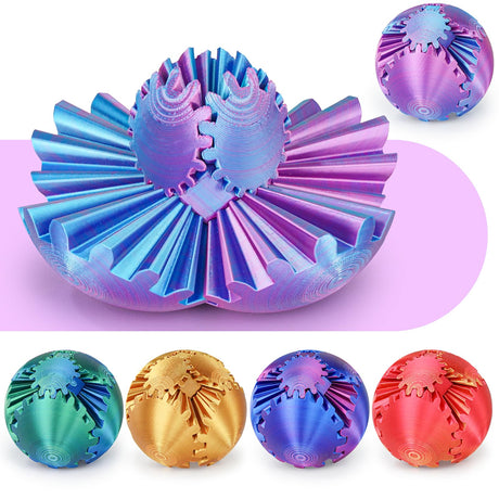 Gear Ball 3D Printed Cube Fidget Toy,Gear Sphere Fidget Toys,Sensory Toys for Stress and Anxiety Relief, Desk Toy Fidget Spinners,Stocking Stuffers for Adults & Kids Gift(Blue Green, 3.1 Inch)